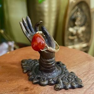 Carnelian Ring, Gold Plated Jewelry